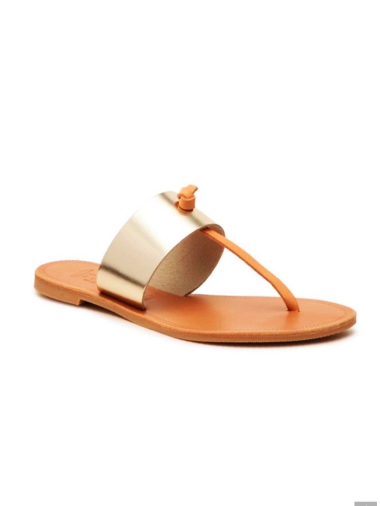 Joie Nice Gold Tone Leather Thong Sandal
